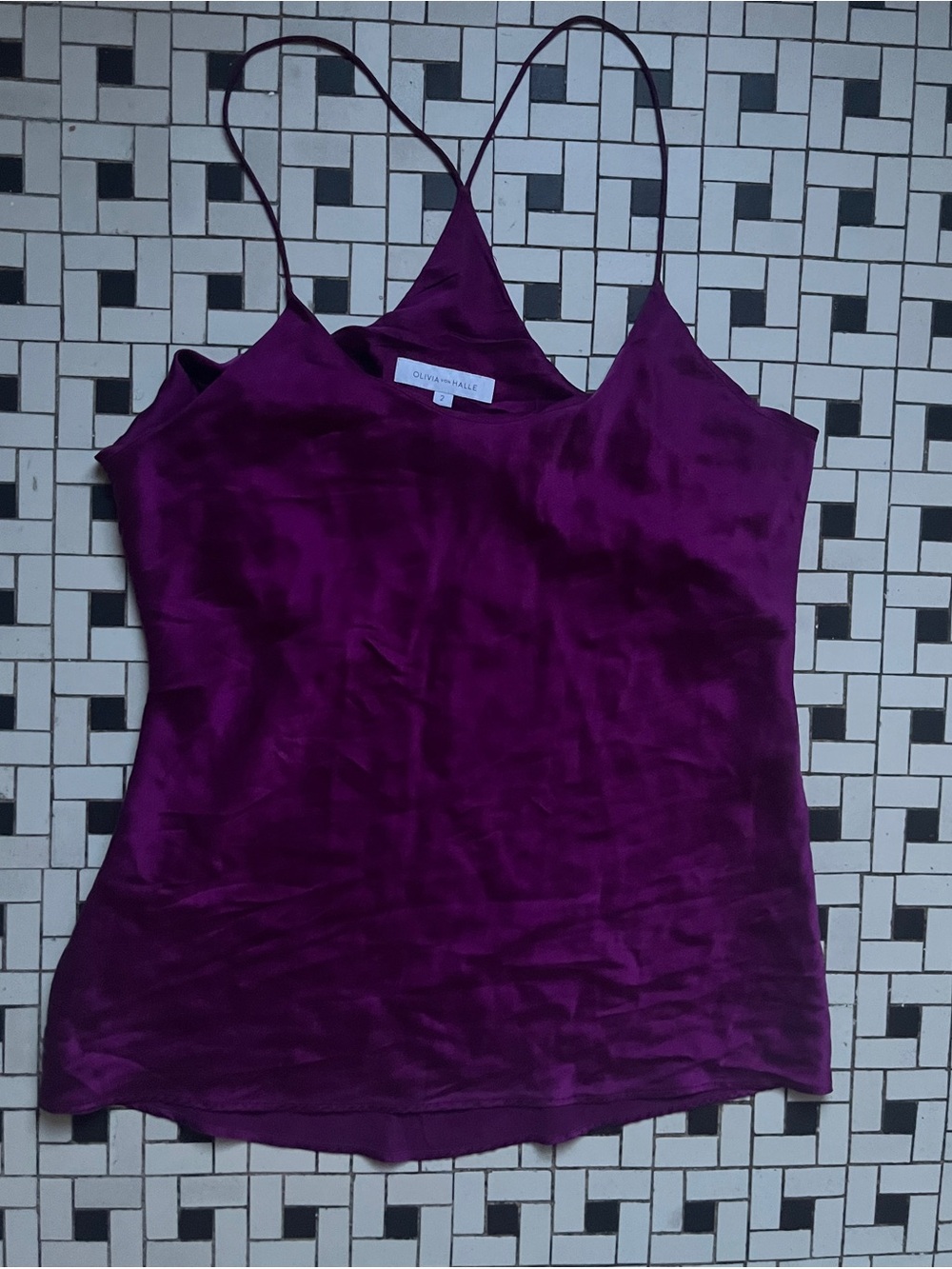 Olivia von Halle Deep Purple Silk racerback chemise tank